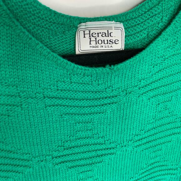 Vintage Herald House Green Cap Sleeve Sweater Textured Sz ? Small - Picture 6 of 8
